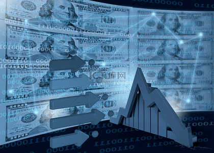 分析法背景图片_商务金融数据箭头美元背景