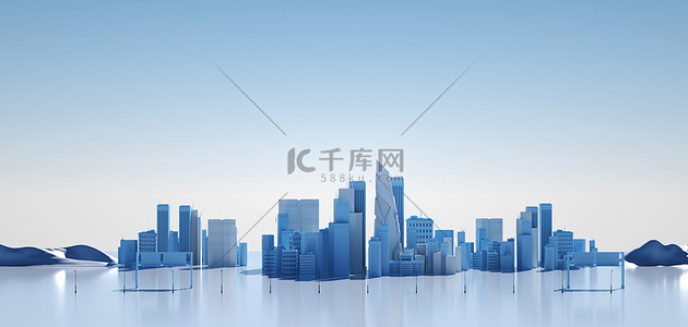 城市群体背景图片_建筑蓝色科技建筑群体