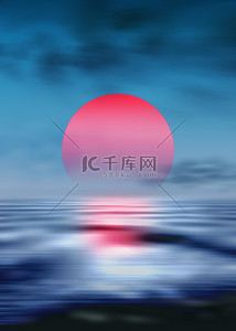 云起书院logo背景图片_海洋日落红色太阳