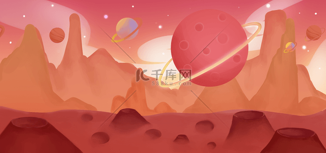 紫色宇宙星球背景图片_星球卡通风格橙色游戏背景