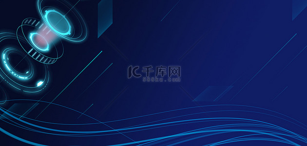 商务科技光线背景图片_商务科技炫酷光圈蓝色简约banner