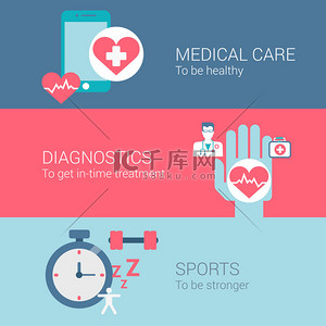 Medical care diagnostics flat icons