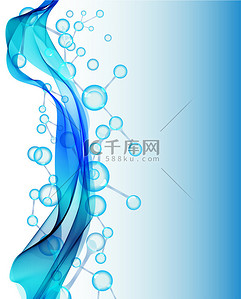 dna蓝色背景图片_抽象的波和分子背景