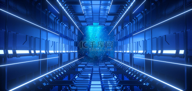 酷炫蓝色科技背景图片_科技隧道蓝色科技感