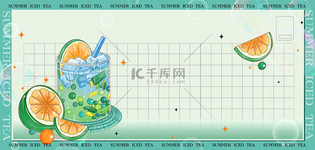 冰茶冰茶背景图片_夏日冰茶柠檬加冰