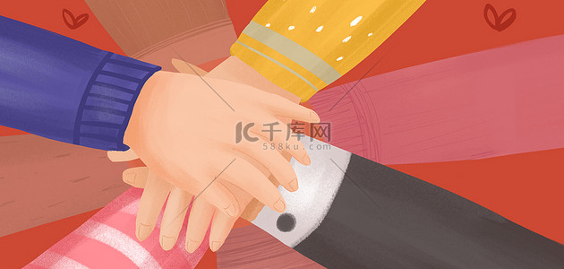武汉加油背景图片_疫情携手彩色卡通共同抗疫背景