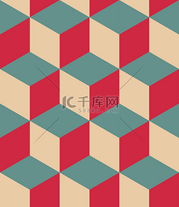 红色背景平铺背景图片_矢量现代无缝几何模式