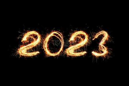 派勒斯背景图片_2023年新年灯火。斯派克勒得出2023年的数字。孟加拉语灯和字母