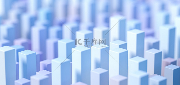 蓝色展板渐变背景图片_立体3D城市空间蓝色渐变C4D背景