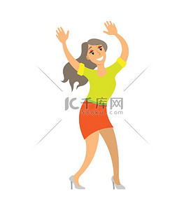 跳舞的女士在音乐上摇晃身体派对舞者女性在派对上玩得很开心展示动作穿着裙子和毛衣的女士的夜生活跳舞的女士在音乐上摇晃身体