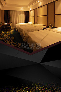 双人床背景图片_酒店双人床棕褐色简约背景