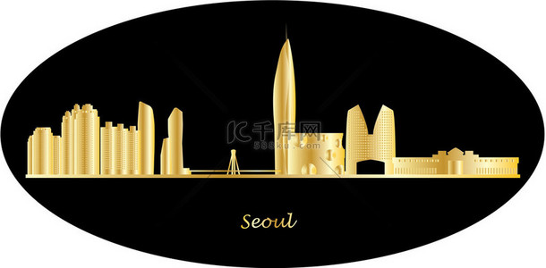黎明城市背景图片_首尔韩国城市天际线