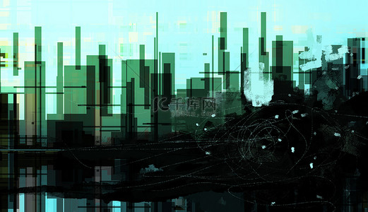 abstract industrial urban landscape with structures and urban, digital art