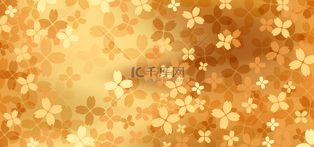 日本传统艺术金箔花朵金色图案背景