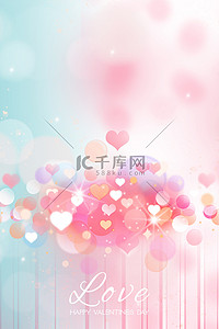 梦幻520背景图片_恋爱季梦幻爱心浪漫色系背景粉绿色情人节
