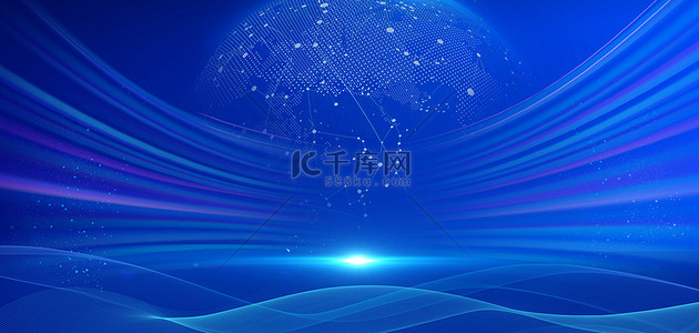 蓝色商务地球背景图片_商务线条蓝色科技地球