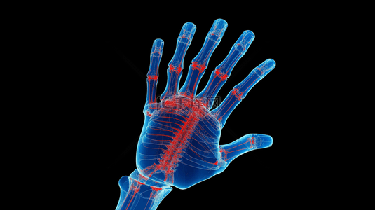 人体关节图背景图片_科技风蓝色手指手掌关节