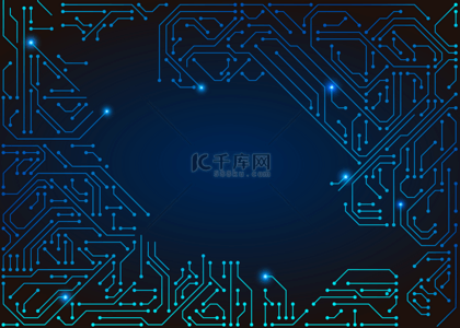 信息科技蓝色背景背景图片_电脑光效深蓝色科技主题商务背景