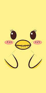 笑脸卡通背景图片_纯色卡通小黄鸭可爱表情手机壁纸背景