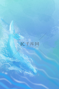 卡通海洋蓝色背景图片_海豚海豚生物蓝色简约卡通背景