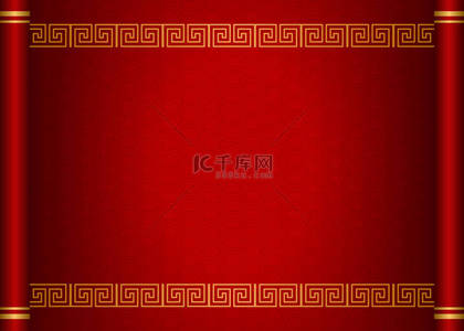 新中式分区展板背景图片_复古传统中式红卷轴纸模板螺旋跨框架边框