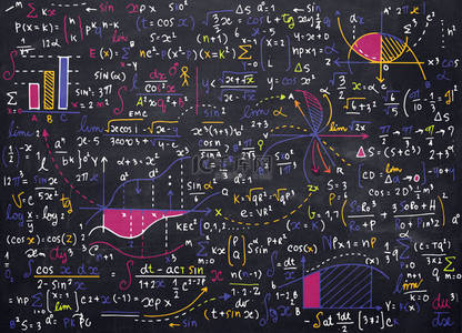 物理实验室背景图片_数学教育矢量模式与手写的公式、 任务、 情节、 计算和几何 figures.vector 图