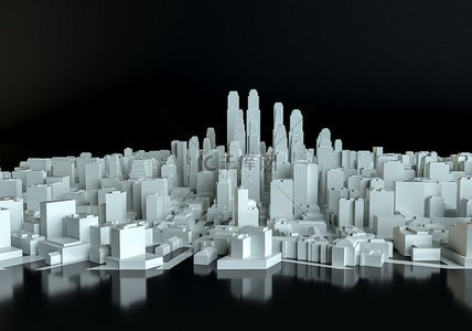 数据集背景图片_白色抽象城市从镜子地板上的多维数据集