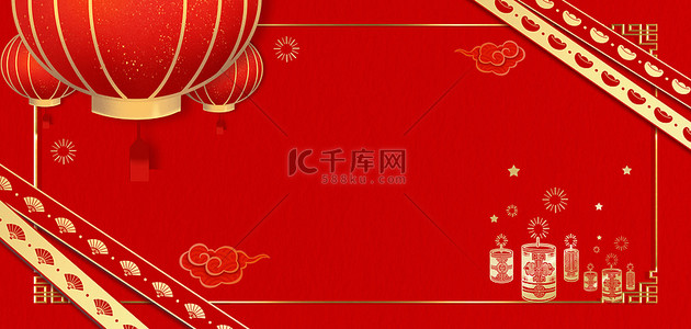 新年封条背景图片_新年边框红金新年