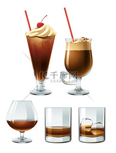 icon线上背景图片_棕色酒类饮品