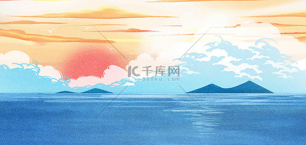 54青年旅游旅行背景图片_夏天大海蓝色卡通温馨旅行海报