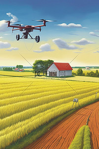 现代农业农田无人机飞行背景