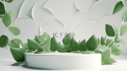 夏季绿叶3D立体电商展台