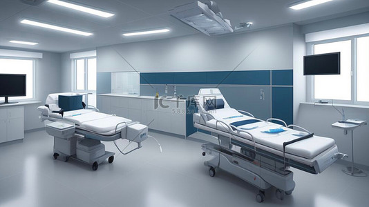 感冒医院看病背景图片_医院医疗器械手术室室内立体背景