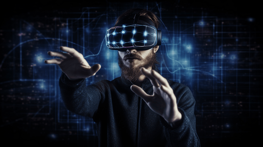 虚拟现实现实摄影照片_VR虚拟现实科技VR眼镜男人15