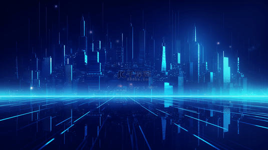 科技城市光效蓝色背景图片_蓝色科技背景城市光效