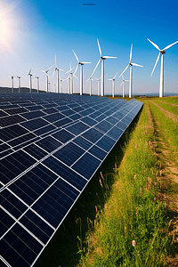 清洁日海报摄影照片_太阳能光伏板新能源清洁能源发电电力工程4