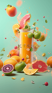水果果汁背景图片_苹果橙子西柚美味水果果汁
