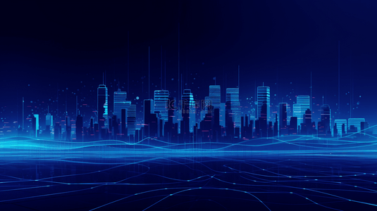 科技城市光效蓝色背景图片_蓝色科技背景城市光效
