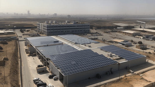 新能源清洁能源光伏板太阳能屋顶发电摄影图
