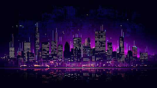 天蓝赛博朋克背景图片_城市科技大数据未来感赛博紫色氛围感