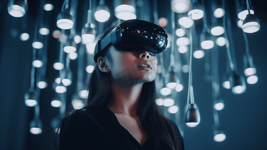 VR设备科技美女使用VR眼镜1