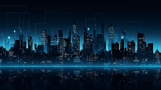 天蓝赛博朋克背景图片_城市蓝色数据科技大数据未来感赛博