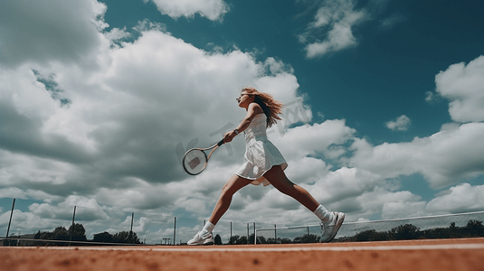 夏日运动网球室外运动员特写摄影图