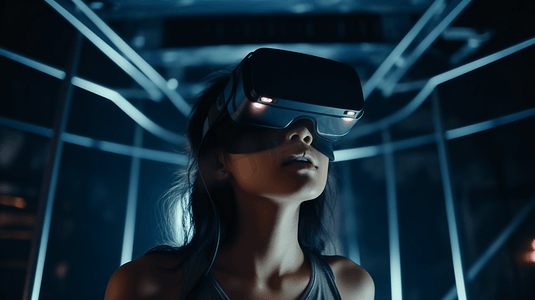VR设备科技美女使用VR眼镜2