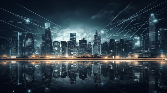 元宇宙城市背景图片_未来科技科幻虚拟现实元宇宙城市