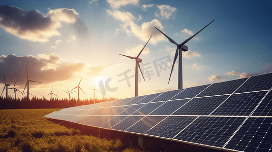 新能源工程摄影照片_太阳能光伏板新能源清洁能源发电电力工程43