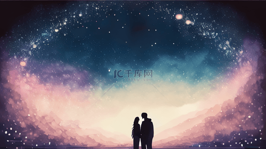 星空下的背景图片_唯美梦幻星空下的情侣