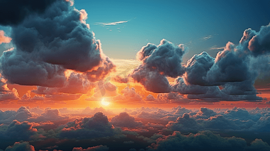 自然风景摄影照片_天空夕阳云层自然风景