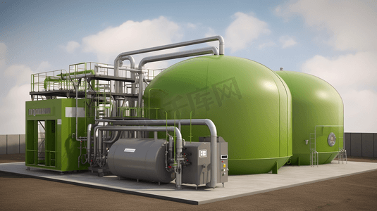 新能源清洁能源沼气发电储能仓摄影图