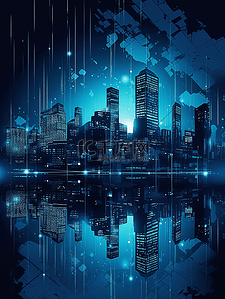 未来城市科技感背景图片_城市科技大数据未来感赛博蓝色数据
